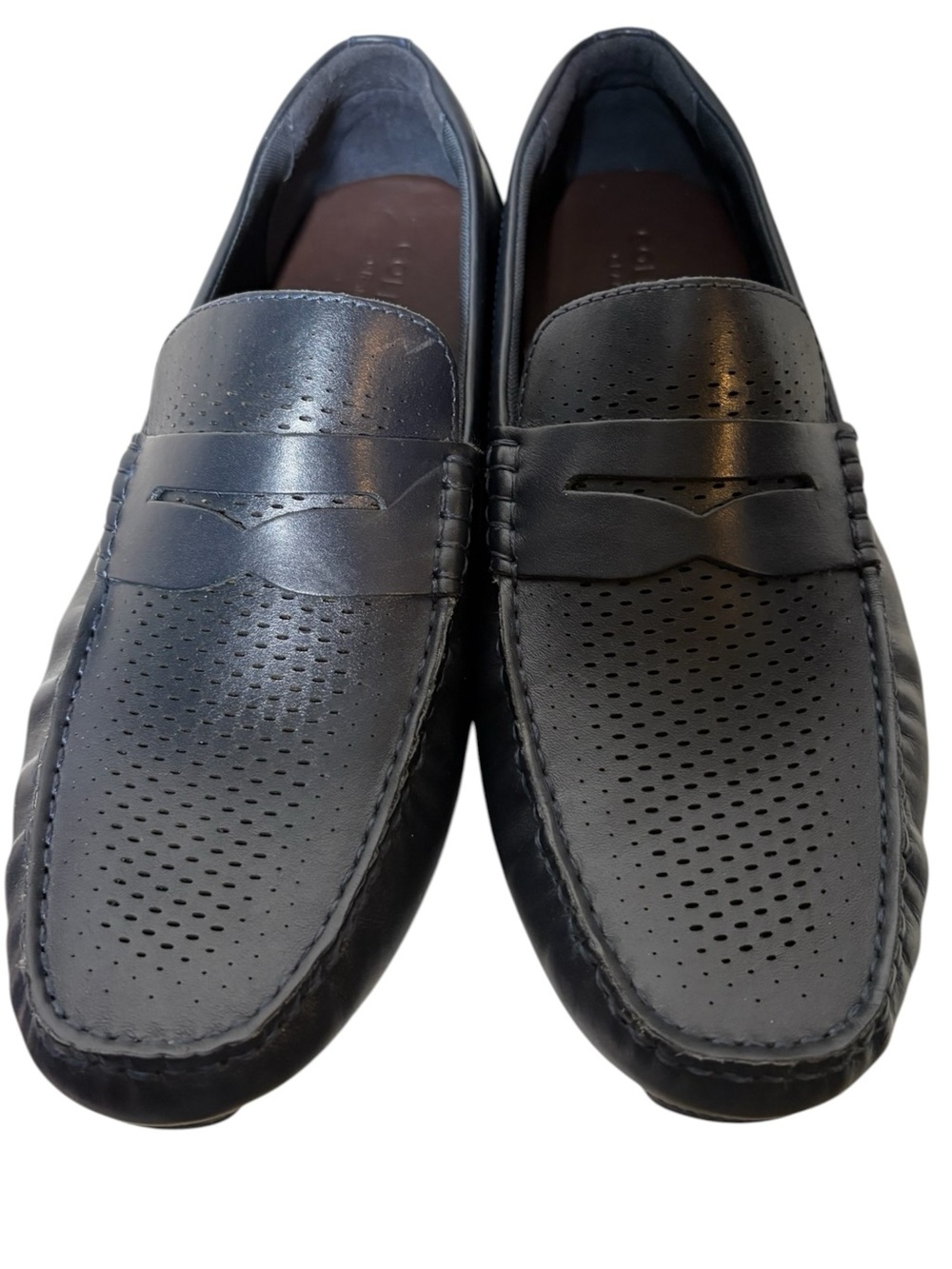 Cole Haan Grand Laser Driving Penny Loafer Mens 11.5 Blue/Black Leather